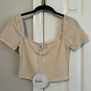 Princess Polly Cream Textured Crop Top